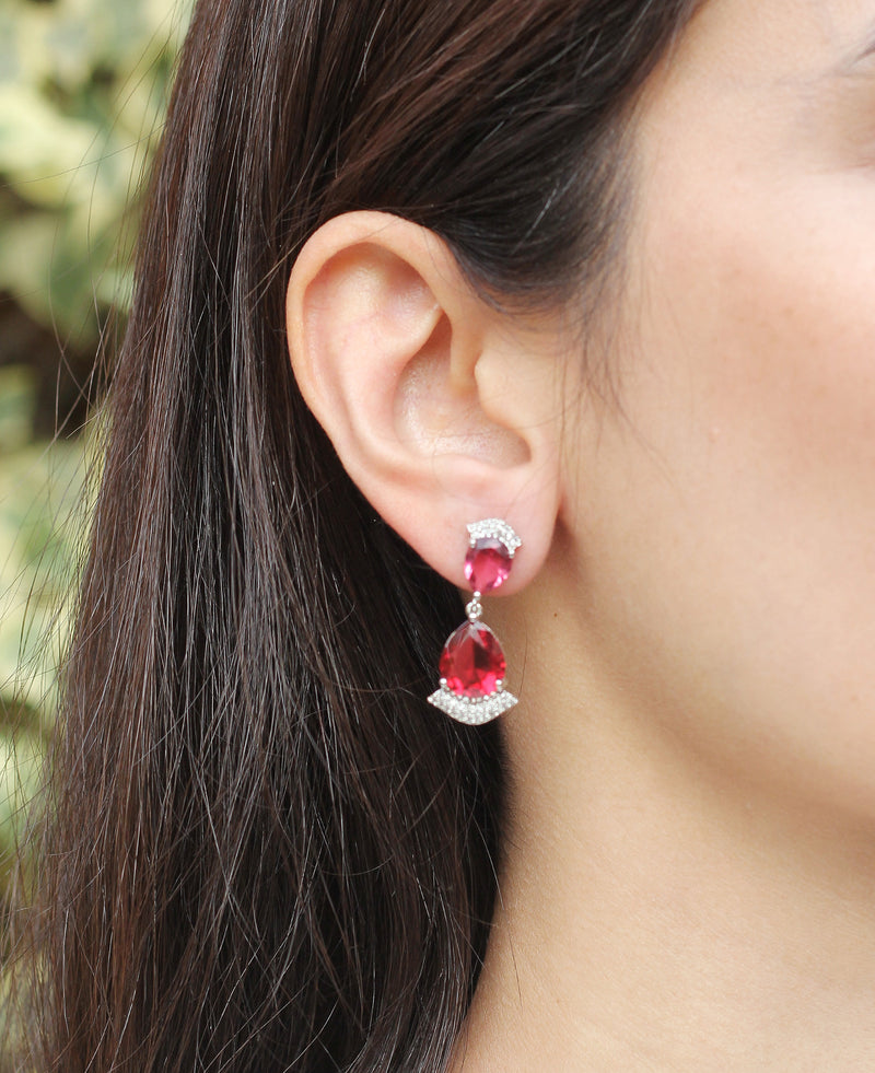 Ruby Doublet Earring