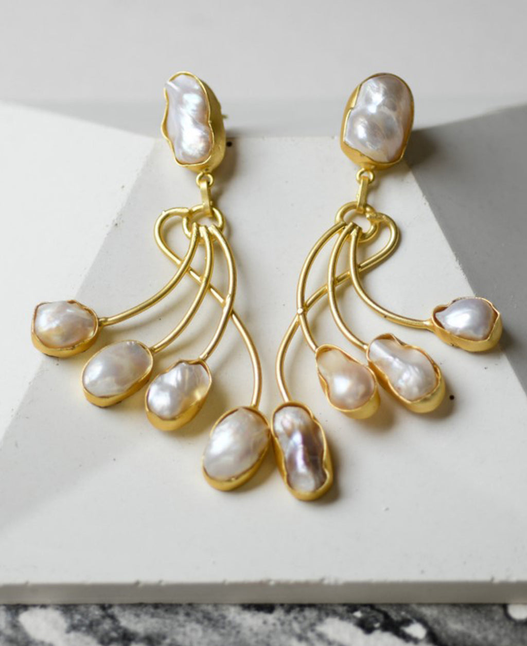 Contemporary layered baroque earrings