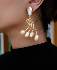 Contemporary layered baroque earrings