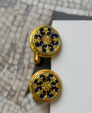 24k gold plated blue cuff links, made with sterling silver